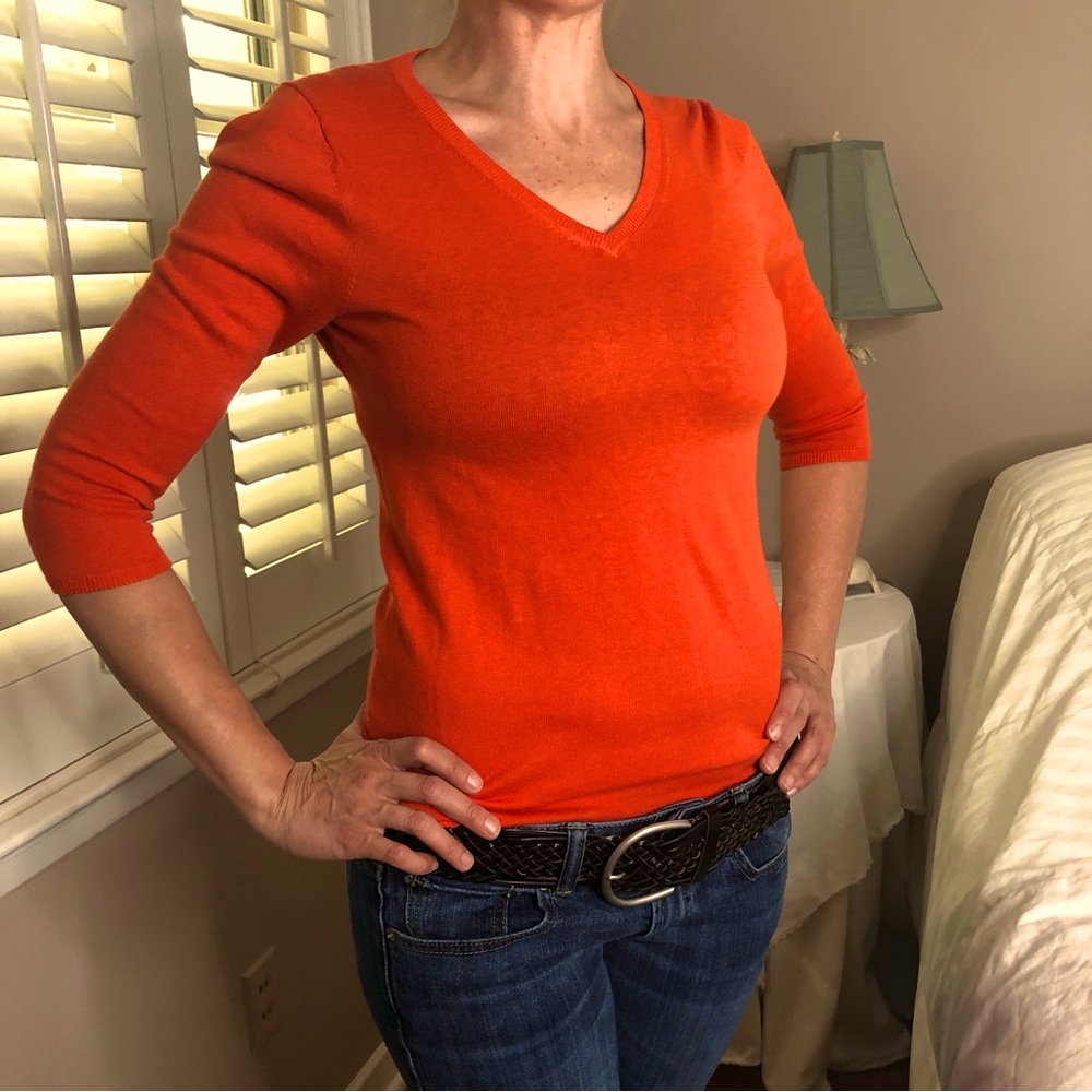 3 LEFT XS-M Cashmere Sexy Orange Knit Warm Sweater